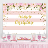 Aquarell Blume Rosa Blumen Glücklich Geburtstag Hintergrund